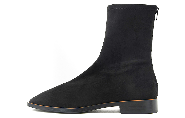 (Women) CHARLES & KEITH Faux Suede Breathable Chunky Heel Ankle Boots 'Black' CK1-90900085_BLK.TXT