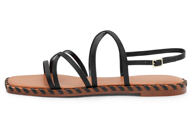 Buy CHARLES＆KEITH 歐美編織交叉帶飾平跟涼鞋 女款 黑色