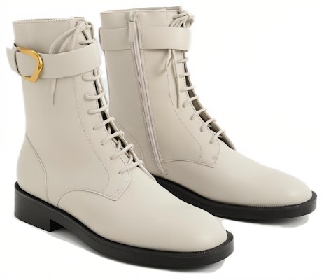 (Women) CHARLES & KEITH Gabine Leather Low Heel Lace-Up Bootie 'Chalk White' SL1-90280046_CHALK Shop (Women) CHARLES & KEITH Gabine Leather Low Heel Lace-Up Bootie 'Chalk White' SL1-90280046_CHALK