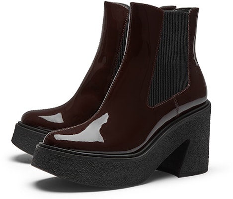 (Women) CHARLES & KEITH Glossy Chunky Heel Chelsea Boots 'Brown Comfort' SL1-91720004_BROWN Order (Women) CHARLES & KEITH Glossy Chunky Heel Chelsea Boots 'Brown Comfort' SL1-91720004_BROWN