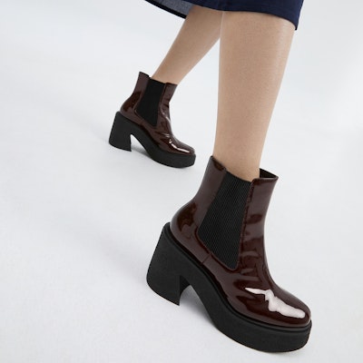 (Women) CHARLES & KEITH Glossy Chunky Heel Chelsea Boots 'Brown Comfort' SL1-91720004_BROWN Shop (Women) CHARLES & KEITH Glossy Chunky Heel Chelsea Boots 'Brown Comfort' SL1-91720004_BROWN
