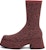 (W) CHARLES & KEITH Kasut Boot Tumit Tinggi Knit Platform 'Wine Red' untuk Keselesaan. CK1-90380119_BURGUNDY
