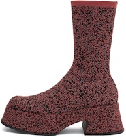 (Women) CHARLES & KEITH Knit Platform Comfort Casual High-Heel Ankle Boot 'Wine Red' CK1-90380119_BURGUNDY (Women) CHARLES & KEITH Knit Platform Comfort Casual High-Heel Ankle Boot 'Wine Red' CK1-90380119_BURGUNDY
