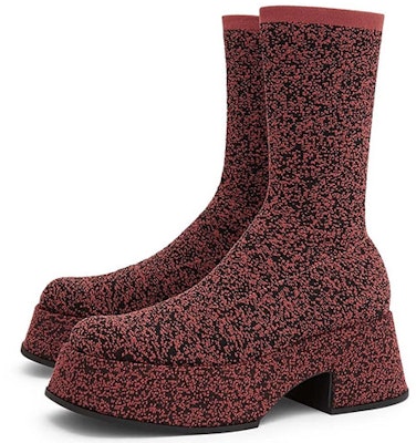 (Women) CHARLES & KEITH Knit Platform Comfort Casual High-Heel Ankle Boot 'Wine Red' CK1-90380119_BURGUNDY Order (Women) CHARLES & KEITH Knit Platform Comfort Casual High-Heel Ankle Boot 'Wine Red' CK1-90380119_BURGUNDY