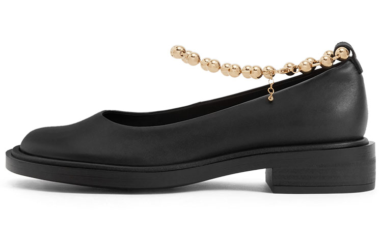 (Women) CHARLES & KEITH Lambskin Retro Chain Chunky Heel Pumps 'Metallic Accents' SL1-71720098