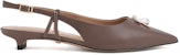 (W) CHARLES & KEITH Kulit Tumit Tinggi 'Kelabu-Coklat Berhias Mutiara' SL1-71720074_TAUPE