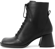(Women) CHARLES & KEITH Leather Lace-Up Ankle Boots 'Black' SL1-90280044_BLACK (Women) CHARLES & KEITH Leather Lace-Up Ankle Boots 'Black' SL1-90280044_BLACK