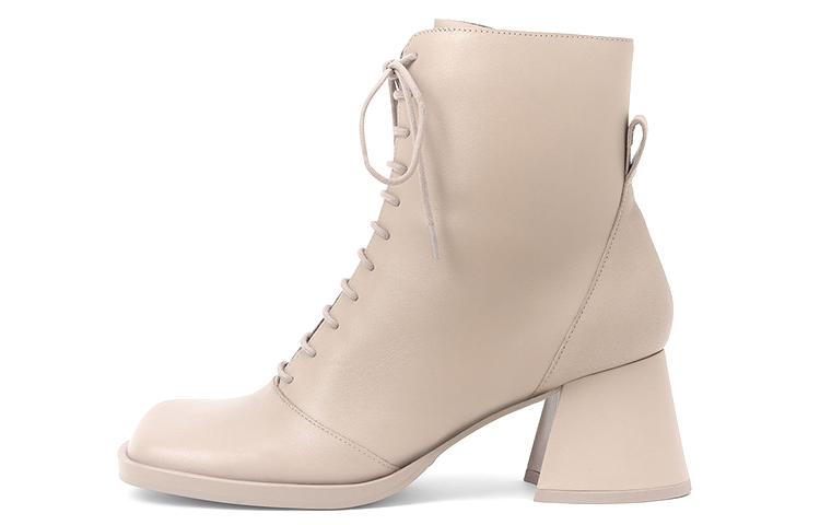 (Women) CHARLES & KEITH Leather Lace-Up Ankle Boot 'Grey Brown' SL1-90280044_TAUPE