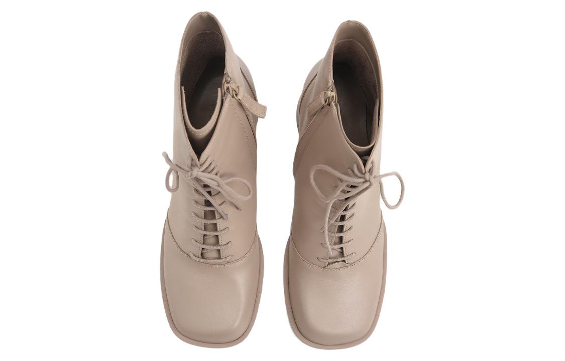 Shop (W) CHARLES & KEITH Bota de Tobillo de Cuero con Cordones 'Gris Marrón' SL1-90280044_TAUPE