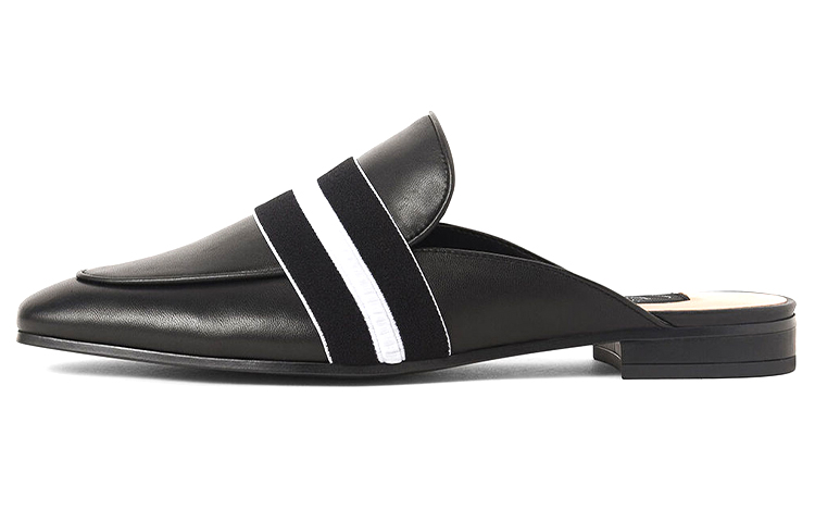 (Women) CHARLES & KEITH Leather Loafer Mules 'Black' SL1-71720046_BLACK