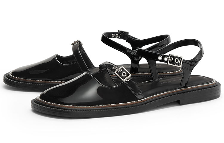 Order (W) CHARLES & KEITH Sandalia de Tacón Bajo 'Costura Simplificada Negra' CK1-70900298_BLACK