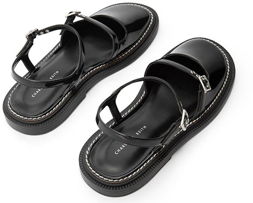 (W) CHARLES & KEITH Sandal Hak Rendah 'Simplified Stitching Hitam' CK1-70900298_BLACK Lookbook (W) CHARLES & KEITH Sandal Hak Rendah 'Simplified Stitching Hitam' CK1-70900298_BLACK