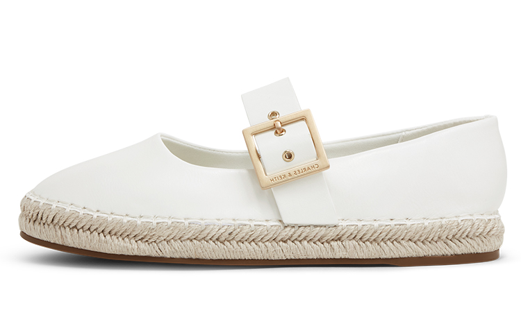 (Women) CHARLES & KEITH Mary Jane Flats 'Spliced Espadrille White' CK1-70380929_WHITE