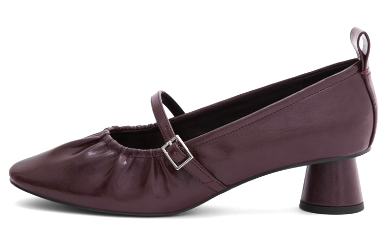 (Women) CHARLES & KEITH Mary Jane Heels 'Burgundy Ruched' CK1-60580210_BURGUNDY