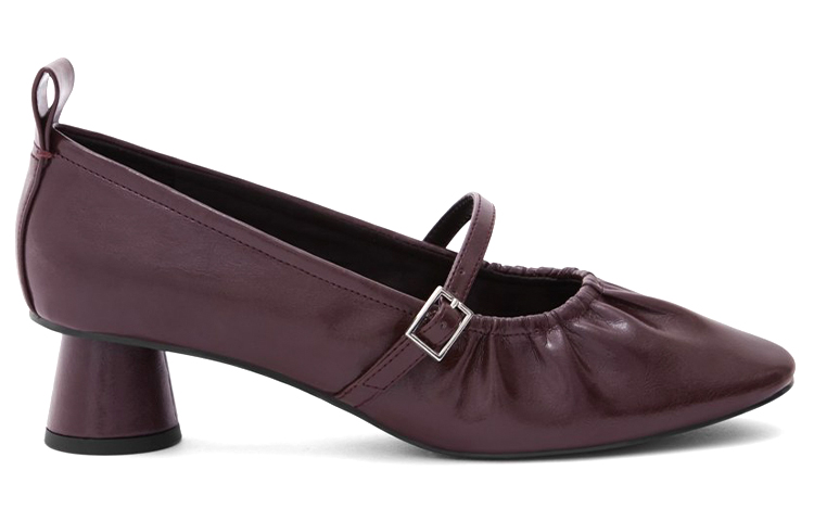 Order (W) CHARLES & KEITH Mary Jane Heels 'Burgundy Ruched' Tumit Tinggi Perempuan CK1-60580210_BURGUNDY