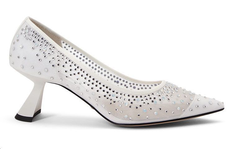 Beli (Women) CHARLES KEITH Mesh High Heels 'White Gemstone' SL1