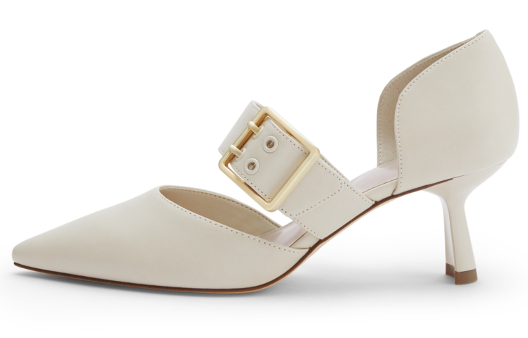 (Women) CHARLES & KEITH Metal Buckle Pointed Toe Stiletto 'Gold Accent' CK1-60280279