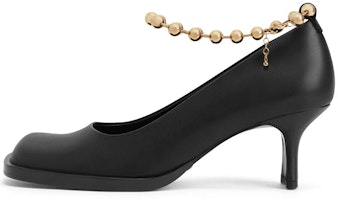 (Women) CHARLES & KEITH Metal Chain Square Toe Block Heel 'Leather' SL1-60280416 (Women) CHARLES & KEITH Metal Chain Square Toe Block Heel 'Leather' SL1-60280416