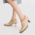 (W) CHARLES & KEITH Kasut Tumit Blok Hujung Petak Rantaian Logam 'Kulit' SL1-60280416