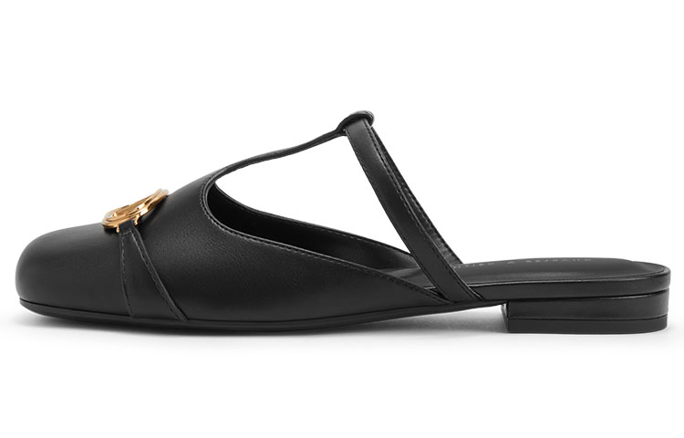 (Women) CHARLES & KEITH Mule Low Heel 'Black Tweed Patchwork' CK1-70900383_BLACK