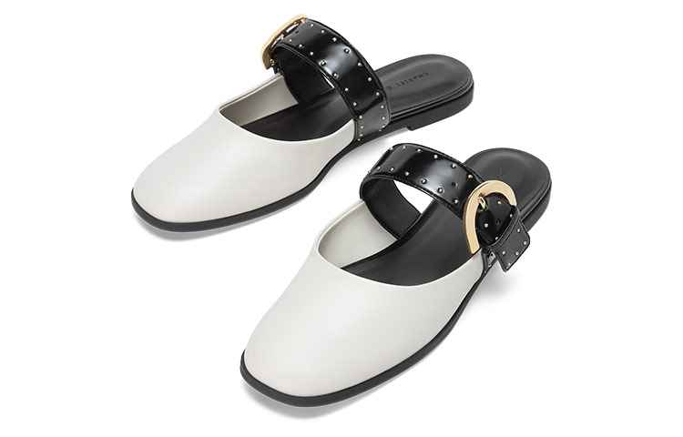 Lookbook (W) CHARLES & KEITH穆勒低跟鞋‘粉白拼色’ CK1-70580187_CHALK