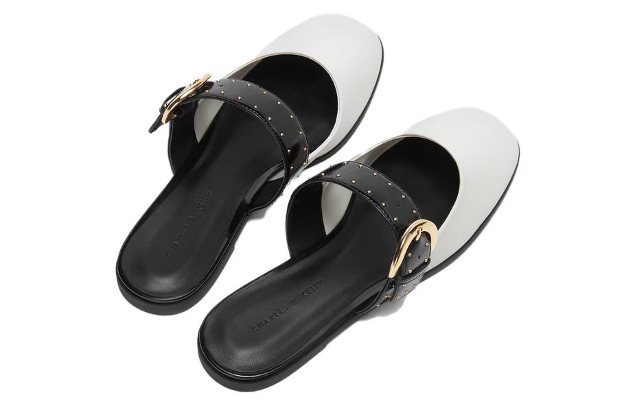 Shop (W) CHARLES & KEITH穆勒低跟鞋‘粉白拼色’ CK1-70580187_CHALK