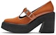 (W) CHARLES & KEITH Kasut Tumit Tinggi Retro Mary Jane Kulit Berkilat 'Brandy' SL1-81720001_COGNAC