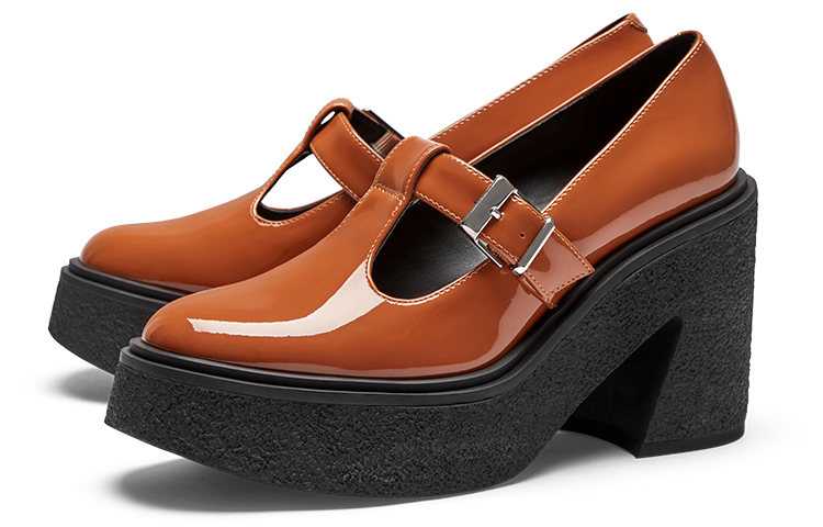 Order (W) CHARLES & KEITH 브랜디 레트로 메리제인 펌프스 SL1-81720001_COGNAC