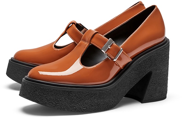 (W) (女性用) CHARLES & KEITH パテントレザー レトロメリージェーンパンプス 'Brandy' SL1-81720001_コニャック SL1-81720001_COGNAC Order (W) (女性用) CHARLES & KEITH パテントレザー レトロメリージェーンパンプス 'Brandy' SL1-81720001_コニャック SL1-81720001_COGNAC