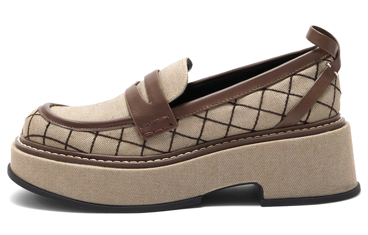 (Women) CHARLES & KEITH Platform Loafers 'Brown Quilted' CK1-70900304-A_BROWN