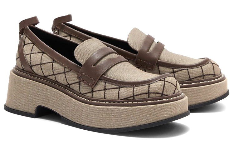 Lookbook (W) CHARLES & KEITH Kasut Loafers Platform 'Coklat Quilted' CK1-70900304-A_BROWN