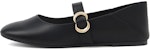 (Women) CHARLES & KEITH PU Buckle Round Toe Mary Jane Ballet Flats 'Black' CK1-70580166_BLACK