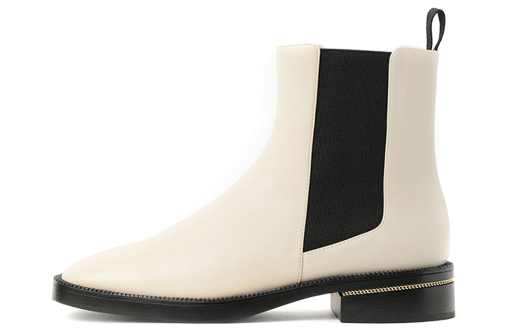 (Women) CHARLES & KEITH PU Chain-Trimmed High-Heeled Chelsea Boots 'Pink' CK1-90280039_CHALK