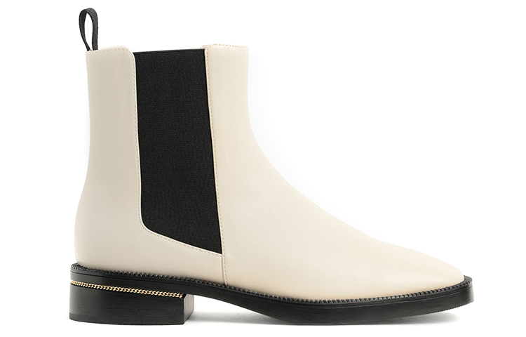 Order (W) CHARLES & KEITH PU But Chelsea Bertumit Tinggi Berperincian Rantai 'Pink' CK1-90280039_CHALK