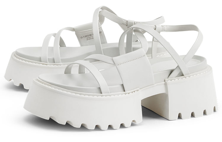 Order (W) 查尔斯&凯斯PU厚底凉鞋'交叉带白色' CK1-70380903_WHITE