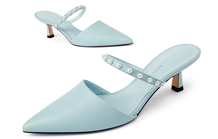 Lookbook (W) CHARLES & KEITH Tacones Stiletto Azul Claro con Correa y Perla CK1-60920300_LIGHTBLUE