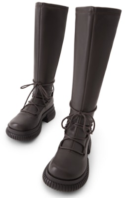 (W) CHARLES & KEITH PU Platform Zip 'But Tinggi Slim'. CK1-90360373 1