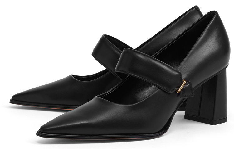 Lookbook (W) CHARLES & KEITH PU Sepatu Hak Tinggi Pointed Toe Mary Jane 'Hitam' CK1-60361375_BLACK