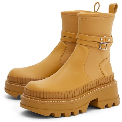 (Women) CHARLES & KEITH PU Retro Chunky Ankle Boots 'Tan' CK1-90580138_MUSTARD Lookbook (Women) CHARLES & KEITH PU Retro Chunky Ankle Boots 'Tan' CK1-90580138_MUSTARD