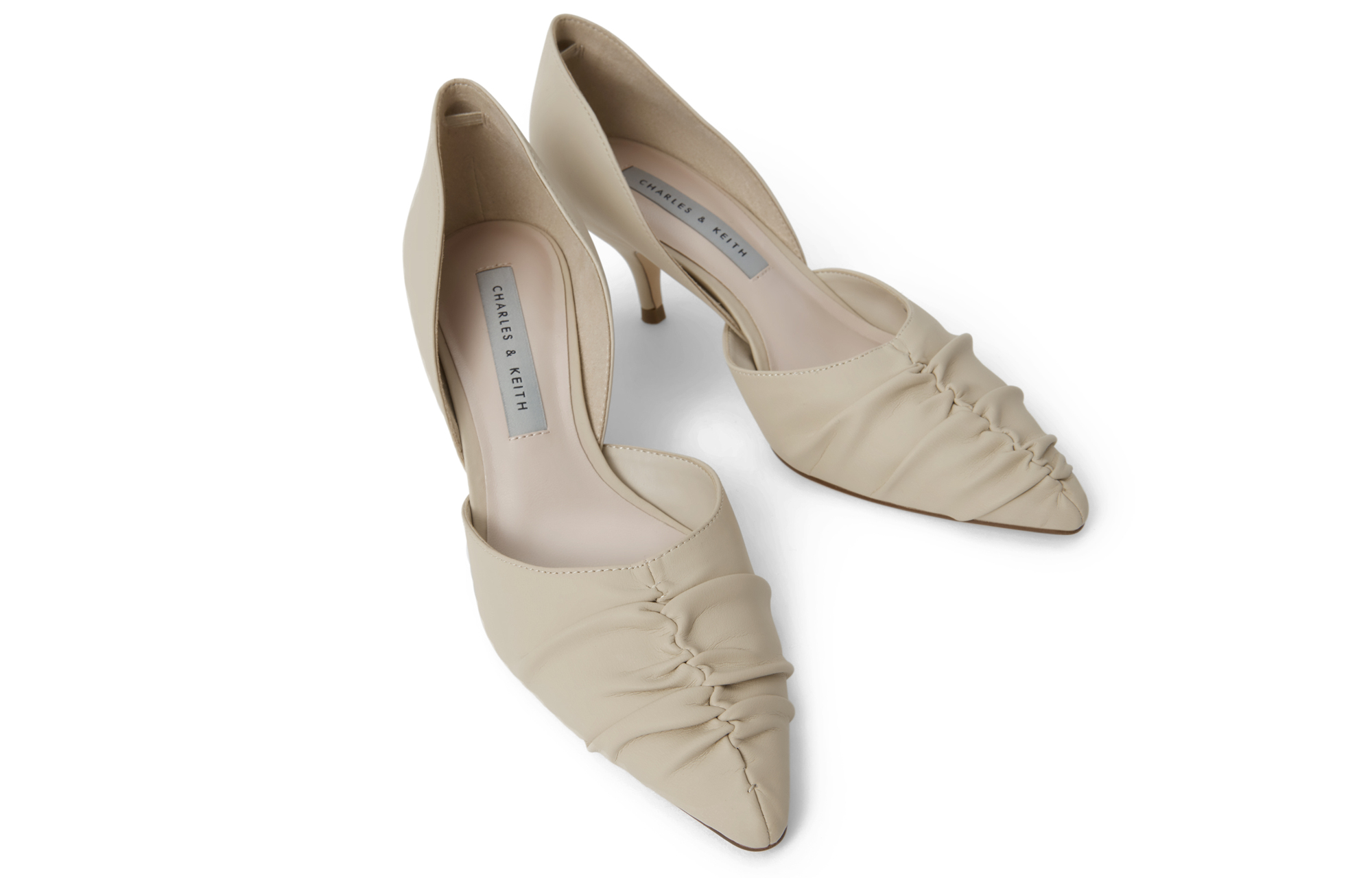 Lookbook (W) CHARLES & KEITH PU Tacón Aguja con Punta Fruncida 'Negro' CK1-60361304