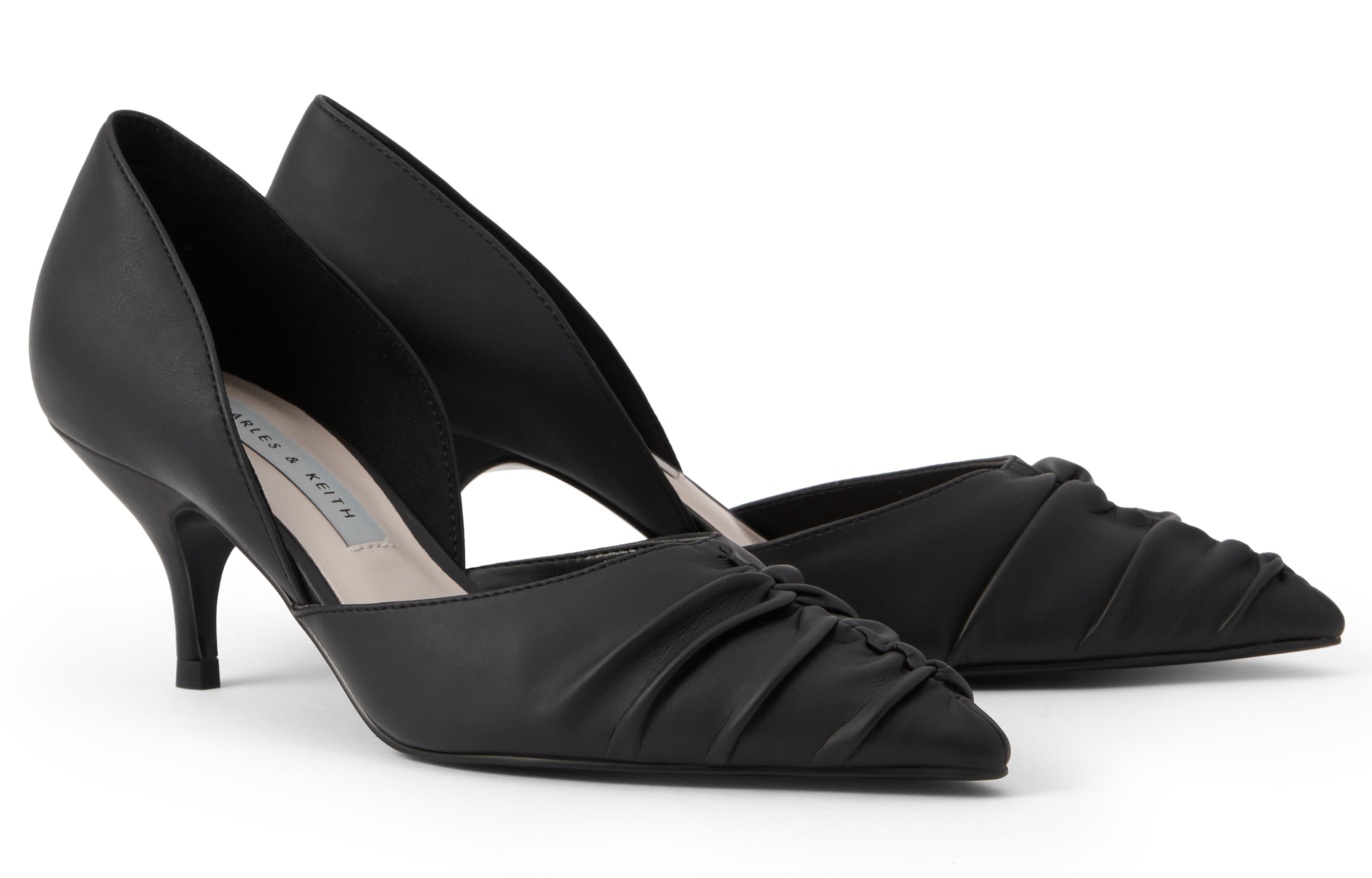 Details for (W) CHARLES & KEITH PU Tacón Aguja con Punta Fruncida 'Negro' CK1-60361304