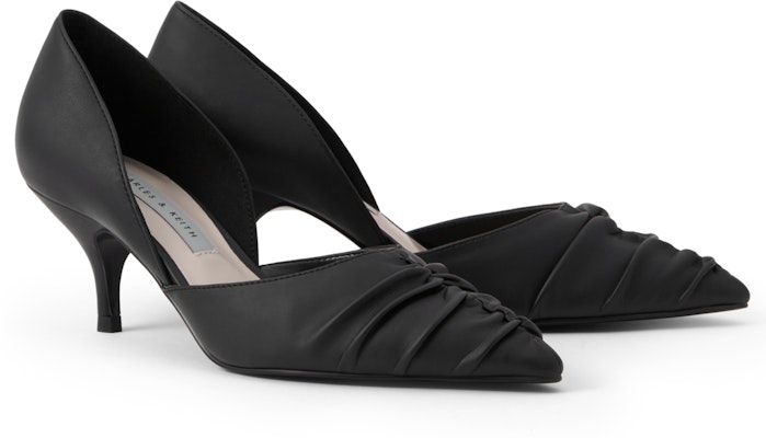 (W) (女性用) CHARLES & KEITH PU ギャザーポインテッドトゥスティレット「ブラック」CK1-60361304 CK1-60361304 Details for (W) (女性用) CHARLES & KEITH PU ギャザーポインテッドトゥスティレット「ブラック」CK1-60361304 CK1-60361304