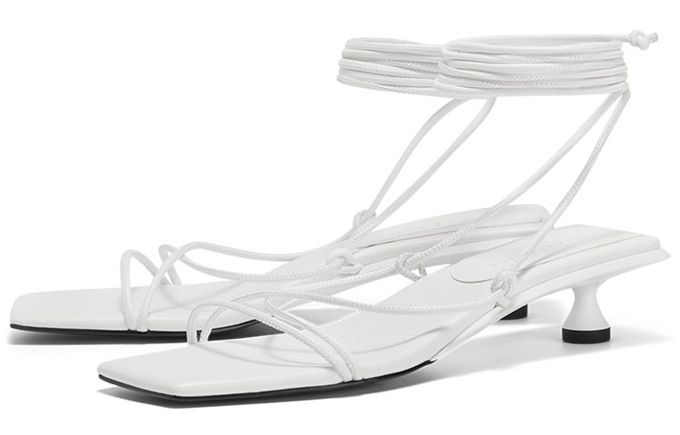 Lookbook (W) Sandalias Charles & Keith PU 'Blancas de Cordones y Punta Abierta' CK1-61720111_WHITE