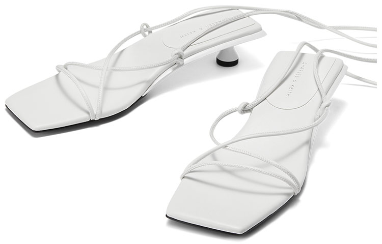 Shop (W) Sandalias Charles & Keith PU 'Blancas de Cordones y Punta Abierta' CK1-61720111_WHITE