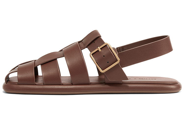 Buy (W) CHARLES & KEITH スクエアトゥフラットサンダル (ブラウン) CK1-71870005_BROWN