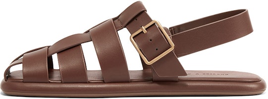 (Women) CHARLES & KEITH PU Square Toe Flat Sandals 'Brown' CK1-71870005_BROWN (Women) CHARLES & KEITH PU Square Toe Flat Sandals 'Brown' CK1-71870005_BROWN