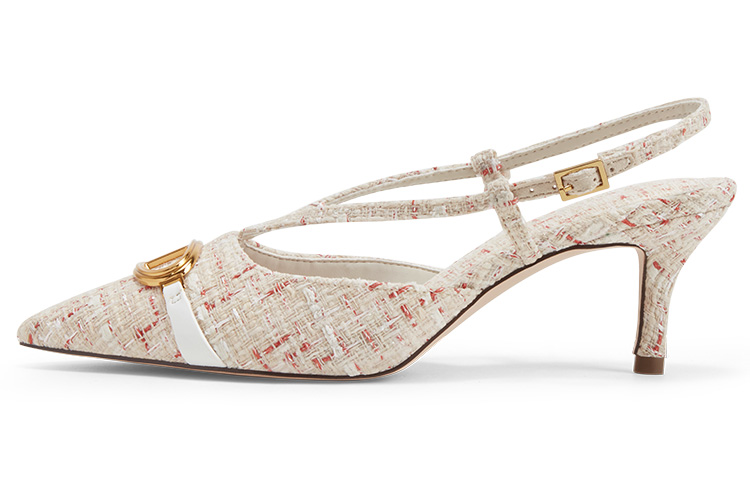 (Women) CHARLES & KEITH PU Stiletto 'Milk White Metallic Accents' CK1-60361403_CREAM