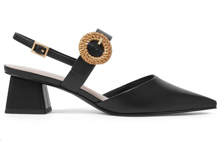 Order (W) CHARLES & KEITH プレーンバックルパンプス (黒) CK1-61720102_BLACK