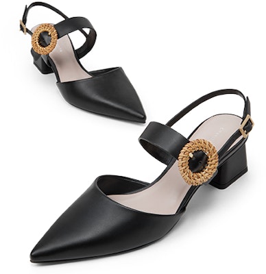 CHARLES&KEITH PU 編織扣帶飾尖頭 粗跟 高跟鞋 4cm 女款 黑色 Shop CHARLES&KEITH PU 編織扣帶飾尖頭 粗跟 高跟鞋 4cm 女款 黑色