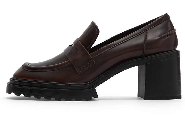 (Women) CHARLES & KEITH Retro Square Toe Block Heel 'Deep Brown' CK1-60361373_DARKBROWN